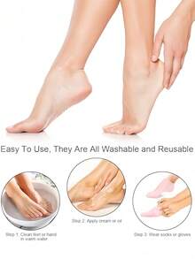 2/1 Paio di calzini idratanti in silicone, calzini in silicone morbidi, calzini SPA antiscivolo in gel per ammorbidire i piedi e la pelle screpolata, calzini SPA per pedicure per la cura dei piedi delle donne dopo la pedicure