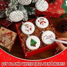 24 piezas de bolas huecas blancas de 8 cm/3,15 pulgadas con alambre plateado, adecuadas para la decoración del árbol de Navidad DIY