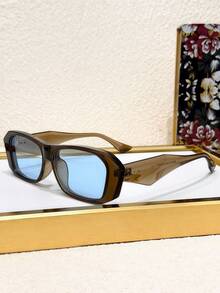 1pc Retro Small Frame Asymmetrical Rectangular Fashion Glasses - Stylish Wide Frame, Durable Plastic Frame, Unisex - Multicolor - View 8