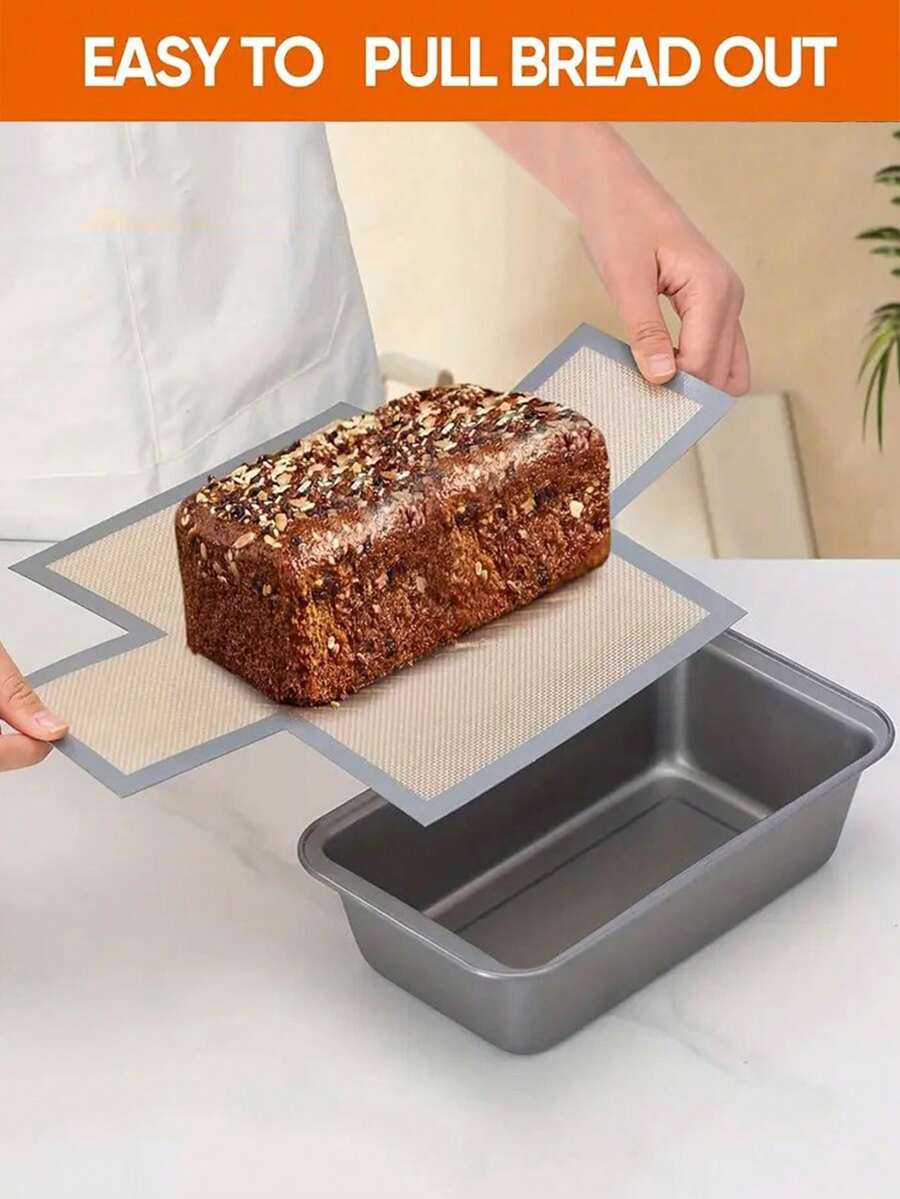 5/2pcs Reusable Silicone Bread Pan Liners, For 9 X 5 Inch Bread Pansafe Baking Mats, Non-Stick Reusable, Easy To Clean, Heat Resistant - Multicolor - View 1