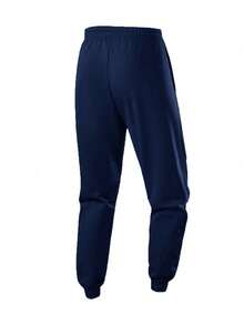 Men's Elastic Waist Drawstring Pants, Thin Breathable Sports Trousers, Fashion Casual, Spring/Autumn - Navy Blue - View 3