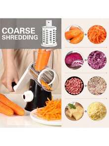 Cheese Grater, Kitchen Mandolin Vegetable Slicing Machine, With 7.62cm Replaceable Blades, Easy-To-Clean Rotary Fruit Grater Slicing Machine, Potato, Carrot, Nut Grinder - Multicolor - View 3
