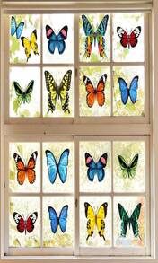 Whaline 24Pcs Colorful Butterfly Window Clings Double-Sided Anti-Collision Window Decals To Prevent Bird Strikes On Glass Non-Adhesive Static Butterfly Cling Stickers For Home Glass Door - MàuA - Xem 6