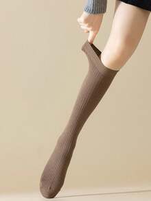 5 Paar Damen einfarbige einfache JK-Stil Kniestrümpfe, Y2K