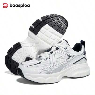 baasploa Women's Thick Sole Sports Shoes, Mesh Running Shoes, Thick Increase Height Sports Shoes, Lightweight Casual Shoes, Retro Shoes, Shock Absorbing Non-Slip Wear-Resistant Soft Bottom Walking Shoes, Fashion Versatile Running Training Shoes, Thick Sole Sports Shoes, Retro Patchwork