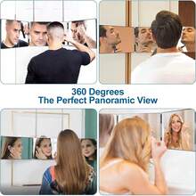 BANBERS Three-Sided Grooming Mirror, 360-Degree Tri-Fold Design With Height-Adjustable Telescopic Hook, Dual Fixed Pins For Height Adjustment, Triple-Purpose Mirror For Shaving And Makeup Application, Home DIY Grooming Tool - 1PC - View 4