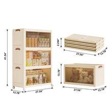 70 Width 1/3/4/5 Layer Folding Plastic Storage Box, Extra Large Storage Cabinet, Foldable And Stackable Storage Box With Wheels, Foldable Storage System, Suitable For Wardrobe, Bathroom, Home, Office, Dormitory - Cream Yellow - View 9