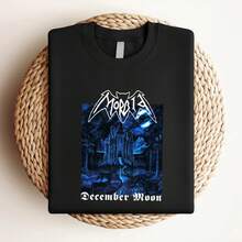 180g pure Cotton Morbid december moon T shirt black metal emperor darkthrone watain dissection XL extra large designer clothes Stretched streetwear Breathable Casual Versatile female Comfortable T-Shirt For Women Casual Unisex Women Top Graphic Tees - Negro - Ver 3