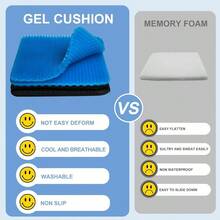 Gel Seat Cushion For Long Sitting 16.5" X 14.5" X 2.4" Extra Thick&Soft Gel Cushion For People Over 185 Lbs Pressure Relief Cushion For Office Chair Egg Cushions For Wheelchair Gel Pad For Car - Double Size Blue Gel - View 5