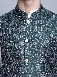 Men's Nehru Jacket  Traditional Vest Brocade Waistcoat Bandhgala Festive Wedding Outfithalloween - 橄欖 - 查看 9