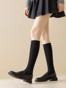 5 Paar Damen einfarbige einfache JK-Stil Kniestrümpfe, Y2K