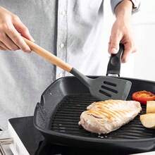 Utensilios de Cocina de Silicona, Juego de Utensilios de Silicon con Mangas Antiadherentes, Resistentes al Calor, sin BPA, Herramientas y Paletas para Cocina Negro, 12 Pcs - 12 piezas + gris - Ver 7