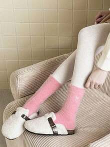 5 perechi de șosete pentru fete, șosete pufoase cu blană artificială, groase și călduroase, șosete drăguțe de pluș până la jumătatea gambei, dulci și confortabile pentru iarnă, confortabile și moi pentru pijamale