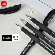 WUQIANNIAN 3/6 Piezas Bolígrafo de gel negro mate de 0,3 mm con núcleo de tinta negra, adecuado para escritura diaria, firma, oficina, negocio, para la temporada de vuelta al colegio.