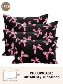 1个/2个/4个可爱蝴蝶结印花枕套（不含枕芯），柔软舒适，四季皆宜 - 彩色 - 查看 30