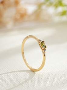 1 pieza Anillo con baño de oro de 18K, piedra natal de diciembre, diseño sencillo adecuado para hombres y mujeres, regalo de cumpleaños - Multicolor - Ver 18