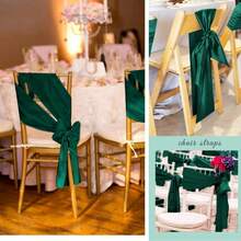 2pcs/10pcs Dark Green Satin Chair Sash Knot Silk Wedding Chair Ribbon Bow Belt Party Wedding Chair Sash Tie For Birthday, Event, Hotel, Restaurant, Ceremony, Banquet Decoration