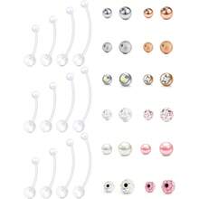 Pregnancy Belly Button Rings 14G Plastic Belly Button Rings For Pregnancy Long Bar 1838mm Sport Maternity Bioplast Belly Navel Button Ring Retainer With Replacement Balls Mix Style