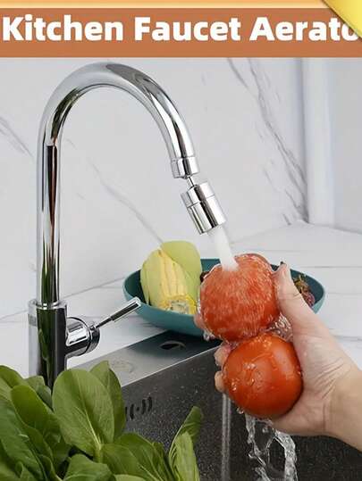 1pc 360° Rotating Splash-Free Faucet With 2 Flow Modes, Extended Sprayer Foam Option, For Kitchen Bathroom Sinks, Durable Easy-To-Clean Design, Kitchen Faucet Sink, Modern Faucet, Splashfree, Rotatable Extension