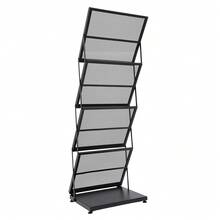 Expositor de folletos de 4 niveles, estante plegable para revistas A3, soporte de exhibición de revistas - Negro 1 pieza - Ver 8