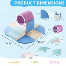 Soft Play Climbing Blocks For Toddlers - 8pc Or 10pc Set With Tunnel For Climb, Crawl And Slide,With Living Room,Nursery,Playroom,Outdoor - Màu xanh lam - Xem 10