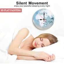 Custom Silent Round Wooden Wall Clock - 10 Inch No-Tick Quartz Movement, MDF Face With Interchangeable Black/White Hands, Peel & Stick Hanger For Bedroom, Office, Cafe