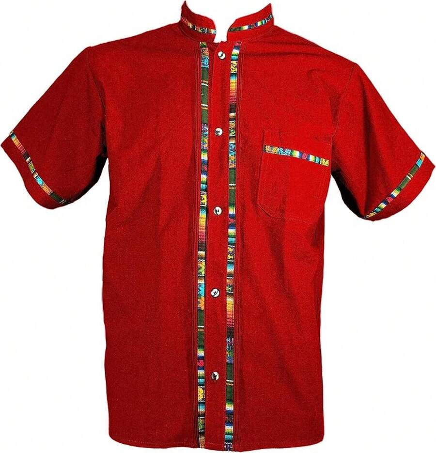 Men's Short Sleeve Mexican Guayabera Shirts Made In Mexico, Multiple Colorshalloween - 亮橙色 - 查看 1