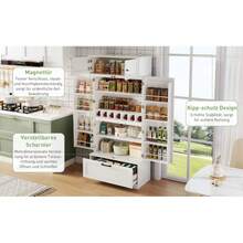 Freestanding Kitchen Storage Cabinet Measuring 80*40*180cm With Adjustable Shelves, Drawers, Bottle Rack, And Drawers With Adjustable Shelves. Suitable For Dining Rooms And Living Areas. Industrial Style. - 1 - 查看 9