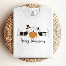 180g pure Cotton Thanksgiving Tee, Cute Thanksgiving Dachshunds, Pilgrim Dogs at Thanksgiving on premium unisex shirt, 4 color choices, plus sizes available fashion streetwear Stretched Unisex Casual designer clothes Slightly women Stylish female Soft - Blanco - Ver 3