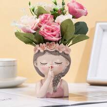 1 Pc Cartoon Cute Fairy Flower Pot - Resin Succulent Plant Pot, Little Girl Shaped Flower Pot - Suitable For Multiple Holiday Decorations, Aesthetic Room Decorations, Home Decorations, Pink Series Home Decorations, Valentine's Day Gifts, Gifts (For Birthdays And Graduations), And Garden Decorations. It Includes Pots For Indoor Home Decoration, Offices, Bathrooms, And Bedrooms | Christmas | Thanksgiving