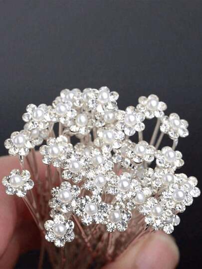20pcs Elegant Crystal Rhinestone Hair Clips, Luxury Crystal Flower U-Shaped Side Combs, Korean Style, Graceful, Elegant, Hair Accessories, Atmosphere Hair Decorations, Suitable For Daily, Festival, Party, Anniversary, Wedding, Vacation, Bridesmaids Gifts, Bridal Hair Accessory