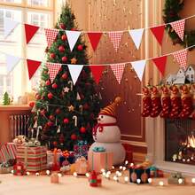 12/24/48/72 Stücke Weihnachten Rot Kariert Weiß Papier Wimpelkette Flagge Dreieck Girlande Dekoration für Hochzeit Geburtstag Karneval Weihnachten Outdoor Zuhause Feste, Weihnachtsgeschenk, Fröhliche Weihnachten, Neujahrsgeschenk 2026