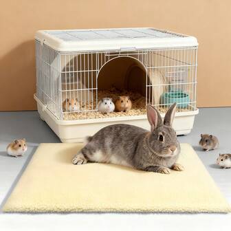 1pc Plush Self-Heating Warm Hamster/Rabbit Sleeping Mat, Soft Cushion Pad, Removable & Washable, Suitable For Small Pets/Cats In Autumn/Winter