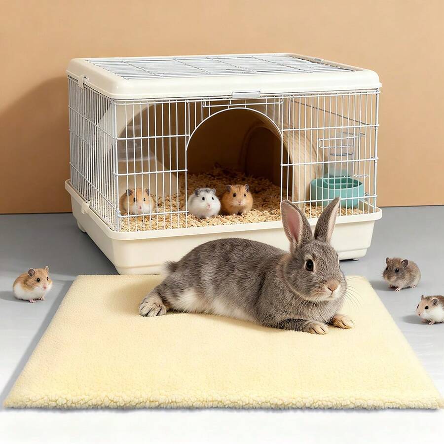 1pc Plush Self-Heating Warm Hamster/Rabbit Sleeping Mat, Soft Cushion Pad, Removable & Washable, Suitable For Small Pets/Cats In Autumn/Winter - Multicolor - View 1