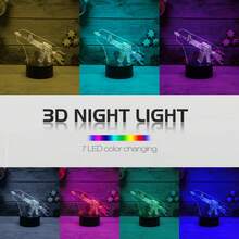 1 pieza Luz de noche en forma de pistola 3D, lámpara de control táctil visual de 7 colores, regalo creativo, luz de noche colorida, alimentada por USB, adecuada para sala de juegos, fiesta de Navidad, fiesta de cumpleaños, dormitorio, decoración de escritorio, regalo - Multicolor - Ver 2