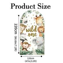 1pc/65pcs 2D Flat Animal Theme Wedding Arch Backdrop, Birthday Baby Shower Party Decor, Green Leaves Elastic Fabric Background (Stand Not Included) - Multicolor - View 32