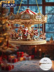 1 pachet de decor agățat cu carusel Moș Crăciun din acrilic glamuros, captator de soare de Crăciun montabil pe perete, decor versatil pentru dormitor, sufragerie, cadou festiv pentru prieteni, familie și cupluri