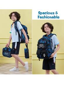 Glow In The Dark Backpack For School Boys, 3 PCS Cool Luminous Kids Backpacks With Lunch Box & Pencil Pouch, Toddler Backpack Bookbag Schoolbag Set For Elementary To High School Students, Back To School Gift For Son, Grandson, Nephew, Brother, Friend - Music - 查看 9