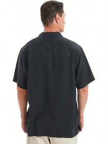 Men's Silk Button Down Shirts Short Sleeve Casual Tropical Holiday Hawaiian Shirtshalloween - Charcoal Grey - View 2