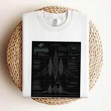 180g pure Cotton Star Fox Mens T Shirt Starfox Arwing Schematics Image Versatile Slightly Top For Everyday Wear Comfortable Soft Unisex streetwear Print Round Neck Short Sleeve graphic women T-Shirt For Women Casual female fashion designer clothes Stylish Summer - Blanco - Ver 3