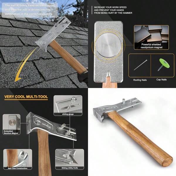 Magnetic Roofing Hammer Multifunctional Magnet Roofing Hatchet A Magical Roofing Tool For Quick Installation Of Roofing Nails And Felt Hats