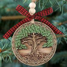 Árbol de la vida de madera clásico con lazo, de pared, placa decorativa multiusos para decoración festiva interior/exterior, adorno colgante de árbol de Navidad, decoración colgante navideña, decoración de centro, decoración de mesa de fiesta