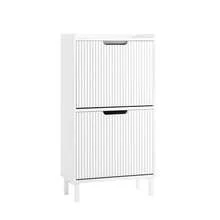 Shoe Rack With 2 Flaps, Slim Shoe Cabinet, Shoe Rack With 2 Shelves, Shoe Chest Of Drawers, Shoe Storage, White, W X H X D Approx. 50 X 90 X 19 Cm FSR177-W - White - View 9