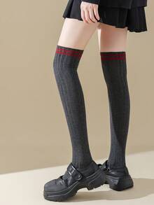 1 Pair Women's Striped Over-The-Knee Socks, Fashionable, Versatile, Long Tube Socks Suitable For Various Occasions