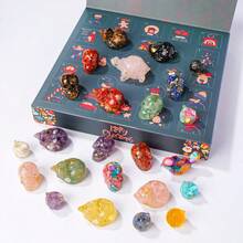 24-Day Countdown Advent Calendar With 24 Loose Natural Crystal Gemstones, Rock Crystal Assortment, DIY Collectible Minerals, Educational Science Kit, Christmas Gift Set