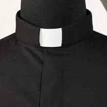 Church Clergy Men's Tab Collar Clergy Shirt Long/Short Sleeveshalloween - 黑色1(短袖) - 查看 10