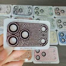 全钻相机镜头膜适用于 Apple 17 系列、17 Air、17 Pro、17 Pro Max，金属 9H 钢化玻璃相机镜头保护膜，高清透明 - 橘色 - 查看 6