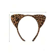 新款时尚表演动物头带，豹纹猫黑猫头带套装，个性化派对表演可爱蓬松豹猫耳朵头带组合 - 彩色 - 查看 5