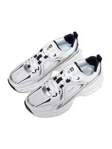 baasploa Women's Thick Sole Sports Shoes, Mesh Running Shoes, Thick Increase Height Sports Shoes, Lightweight Casual Shoes, Retro Shoes, Shock Absorbing Non-Slip Wear-Resistant Soft Bottom Walking Shoes, Fashion Versatile Running Training Shoes, Thick Sole Sports Shoes, Retro Patchwork - 白色 - 查看 10