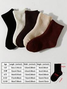 5/10 Pairs Kids Thermal Fleece Socks, Warm & Versatile For Autumn/Winter, Unisex Mid-Calf Socks For Boys & Girls, Suitable For Ages 1-3, 4-7, 8-12, Teens